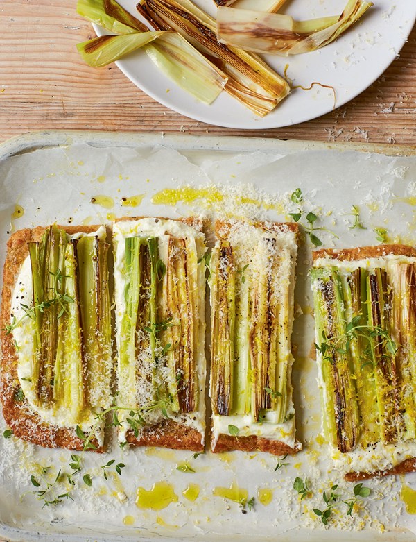 Lemony leek and Parmesan tart