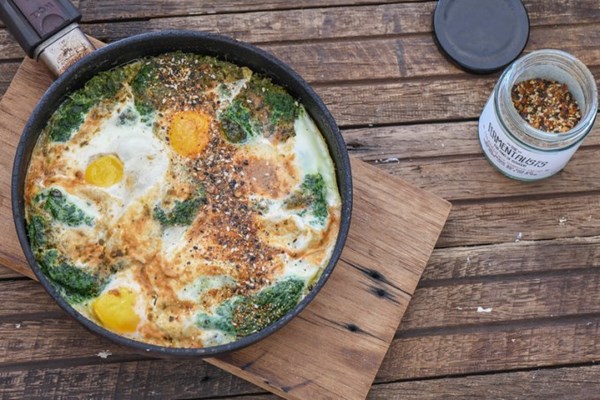 Lemony miso baked eggs