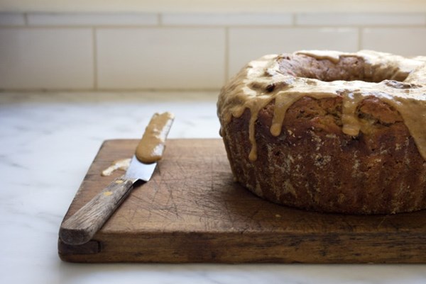 Lemony olive oil banana bread with chocolate chips