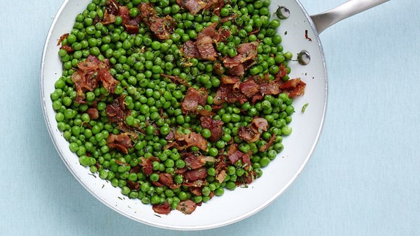 Lemony peas with bacon and tarragon