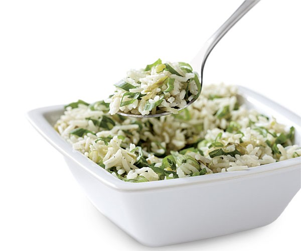 Lemony scallion pilaf