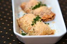 Lemony seafood crepes