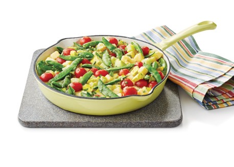 Lemony vegetable and polenta skillet