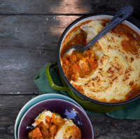 Lentil & squash bake with a cheesy potato topping