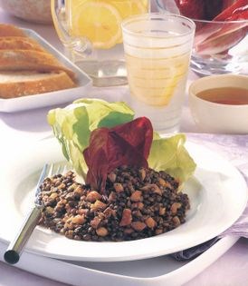 Lentil and bacon salad