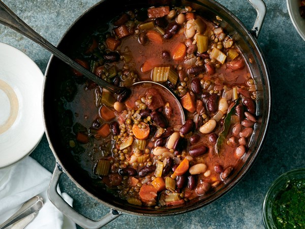 Lentil and bean stew with gremolata