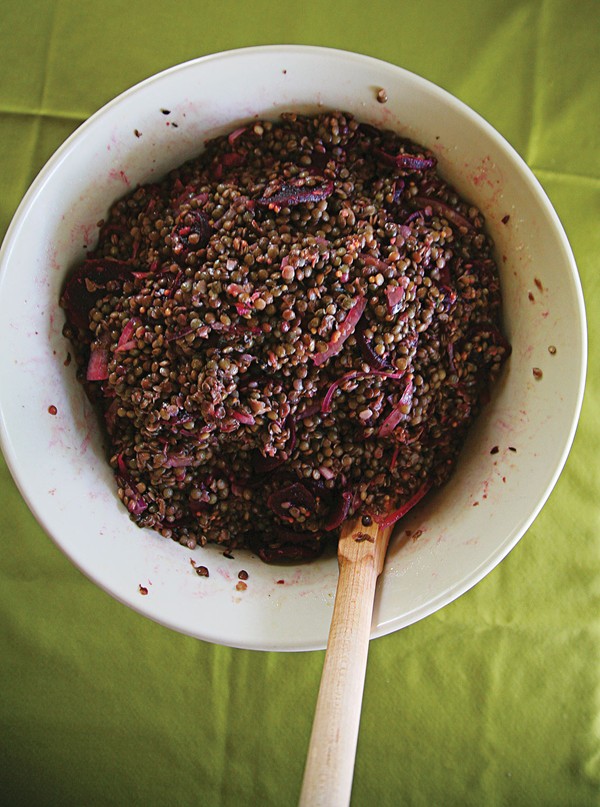 Lentil and beet salad with lavender-mustard vinaigrette