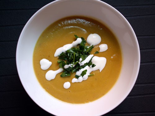 Lentil and chestnut soup