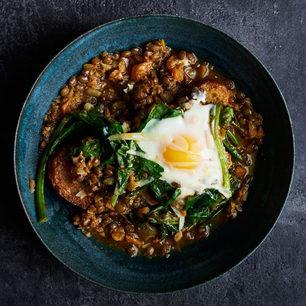Lentil and egg stew