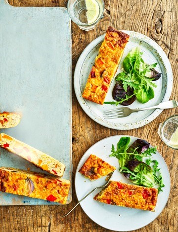 Lentil and harissa vegetable slice
