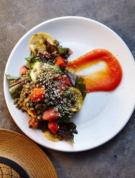 Lentil and papaya salad with lime and honey vinaigrette