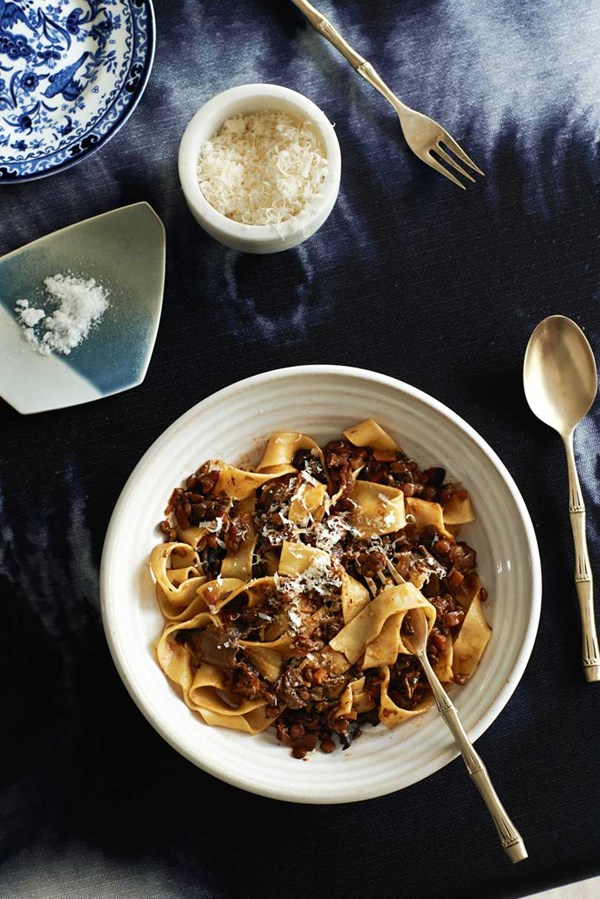 Lentil and porcini ragu