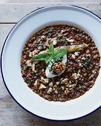 Lentil and smoky eggplant stew