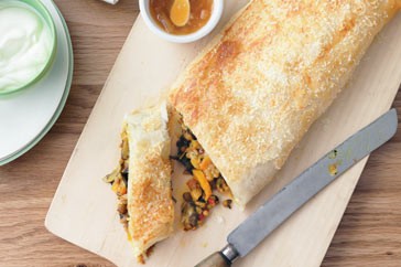 Lentil and spinach en croûte 