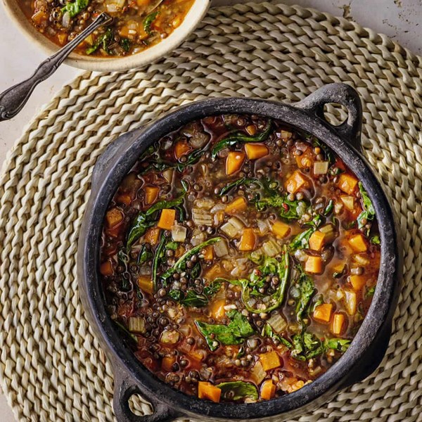 Lentil and vegetable soup with preserved lemon