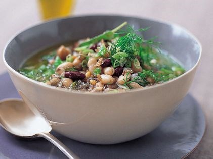 Lentil, braised bean and wheat soup