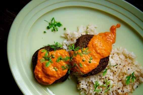 Lentil cakes tikka masala