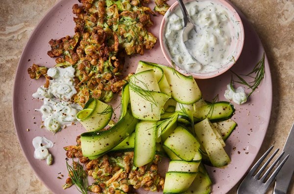 Lentil, courgette & dill fritters