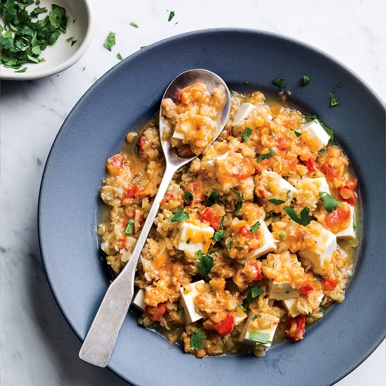 Lentil dal with tofu