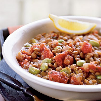 Lentil-edamame stew