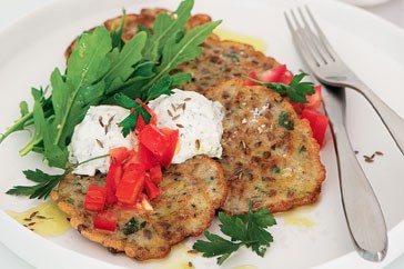 Lentil fritters with labne