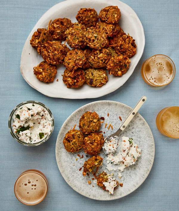 Lentil fritters with quick coconut chutney