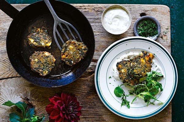 Lentil keftedes with dill yoghurt