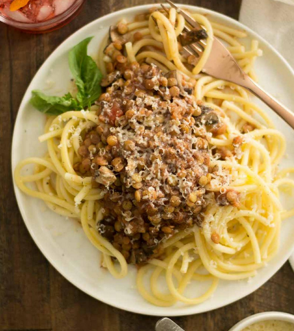 Lentil-mushroom Bolognese