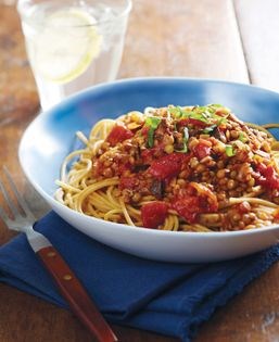 Lentil-mushroom no-meat pasta (Bolognese)