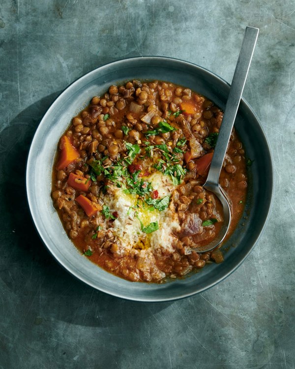 Lentil Parmesan soup