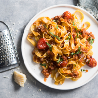 Lentil ragu tagliatelle