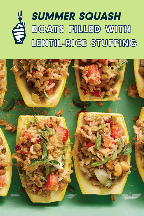 Lentil-rice squash boats