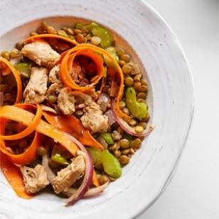 Lentil salmon salad