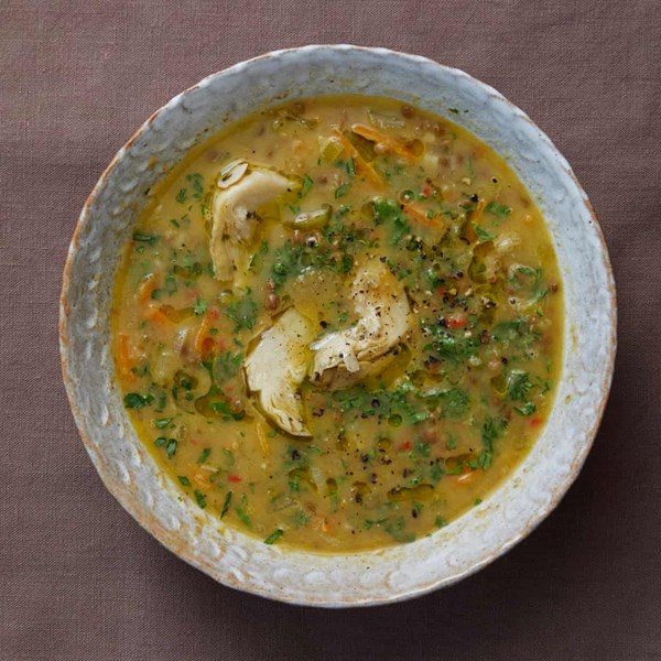 Lentil soup with artichoke