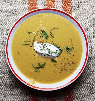 Lentil soup with caraway and minted yogurt