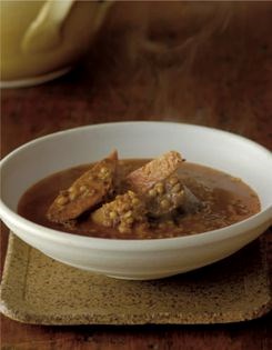 Lentil soup with chorizo and Spanish blood pudding (Sopa de lentejas)