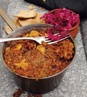 Lentil soup with home-pickled cabbage