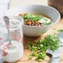 Lentil soup with lemon and dill