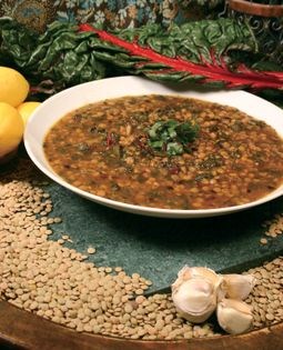 Lentil soup with ruby Swiss chard and lemon (Adas bi hamood)