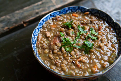 Lentil stew with sausage