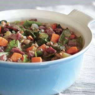 Lentil stew with smoked turkey and sweet potatoes