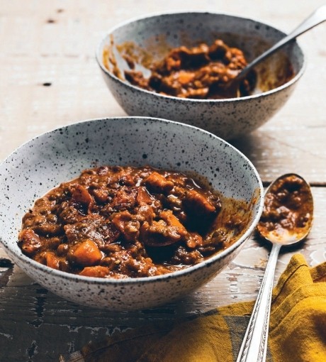 Lentil, sweet potato, and ancho chili
