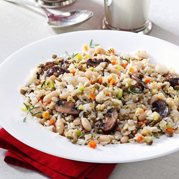 Lentil white bean pilaf