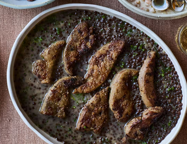 Lentils and lamb's liver