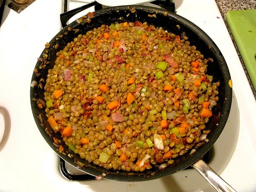 Lentils with bacon