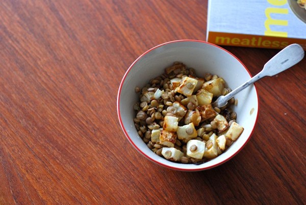 Lentils with caramelized celery root