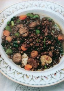 Lentils with chestnuts and celery