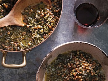 Lentils with kale and shallots