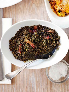Lentils with pancetta and pistou
