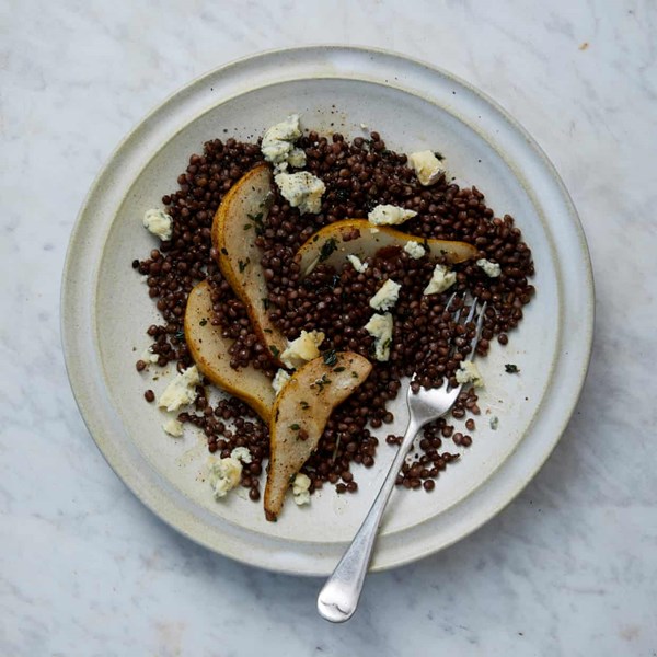 Lentils with Stilton, pear and star-anise-thyme butter